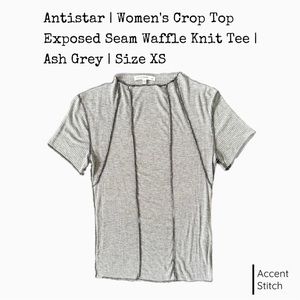 Antistar | Women’s Crop Top Exposed Seam Waffle King Ash Grey Stretch | Size XS